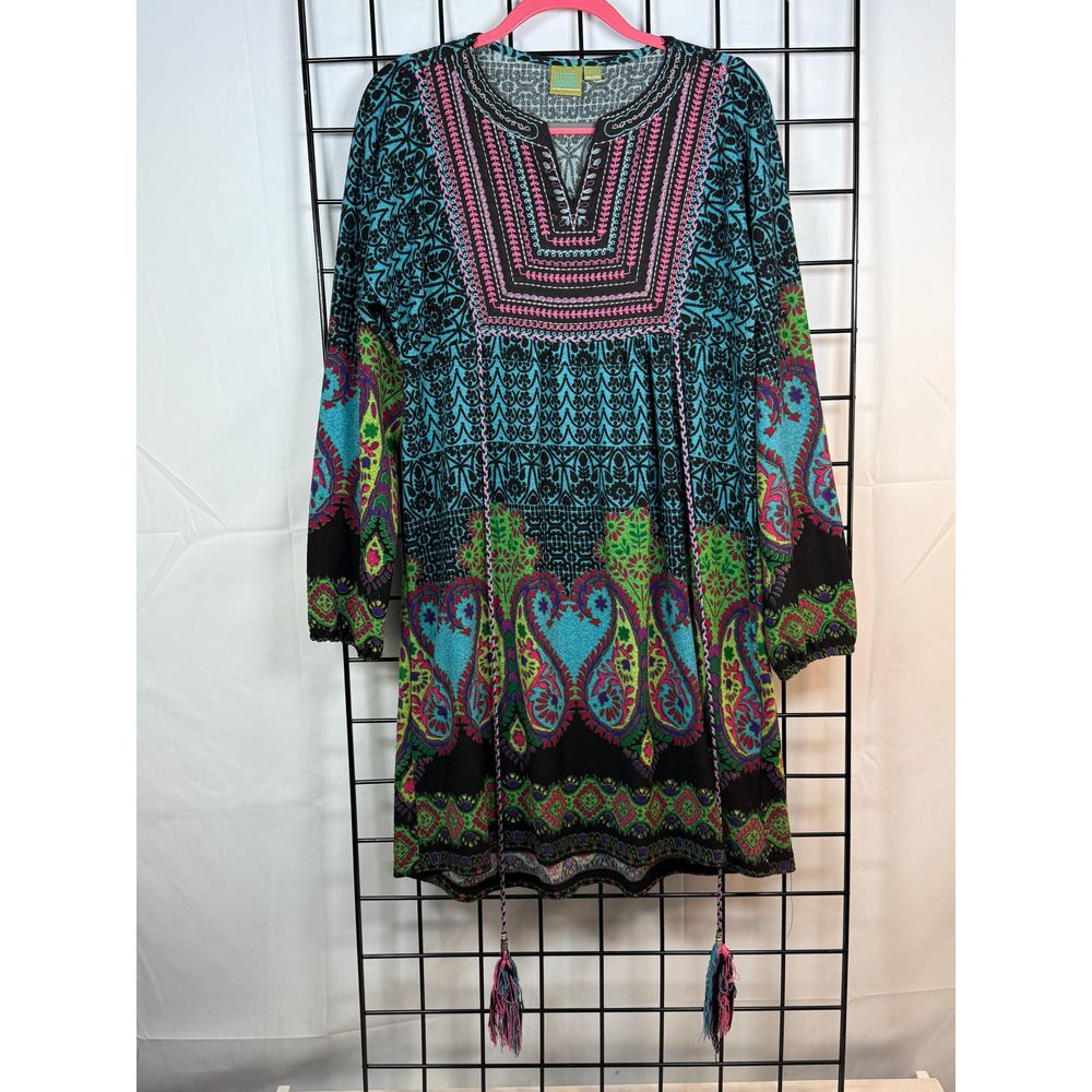 Urban Nomad Aztec‎ Southwestern Dress Womens S/M Black Hippie Boho Tribal